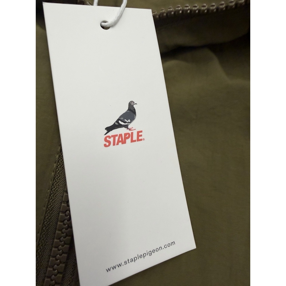NWT Staple Men's Olive Green Lightweight Half-Zip Windbreaker Jacket Logo Size L - Picture 6 of 7
